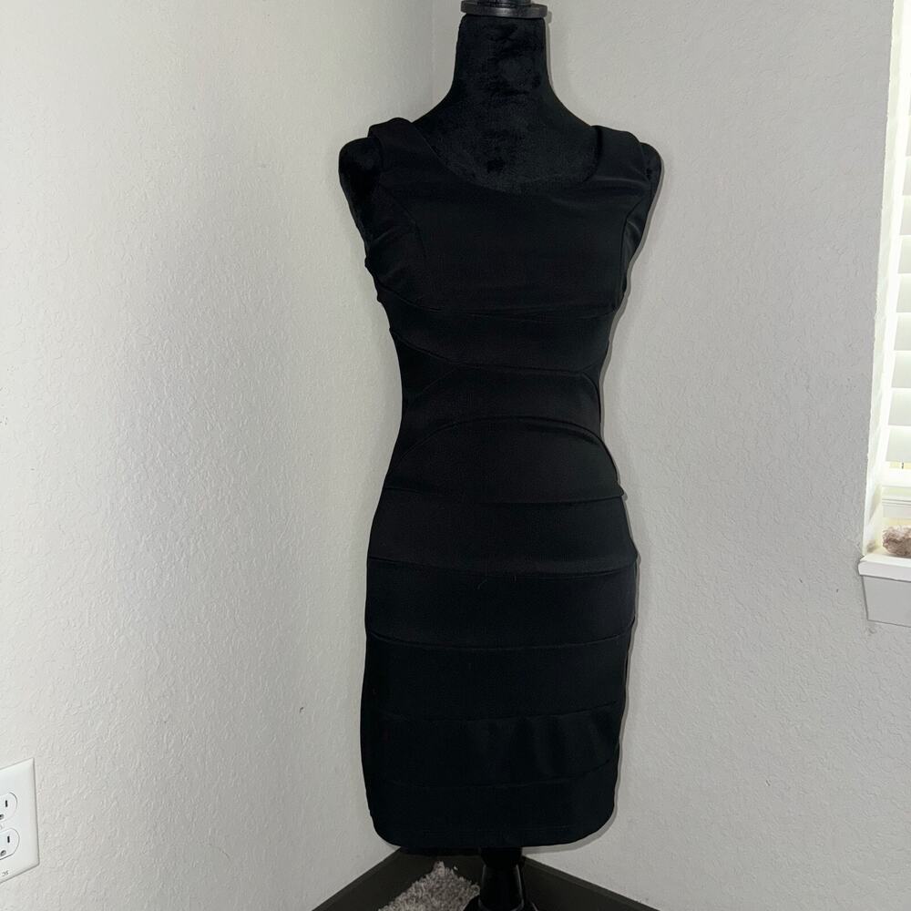 Y2K Ruby Rox Bodycon Dress Women's Medium Black Stretch Sleeveless Back Zip‎